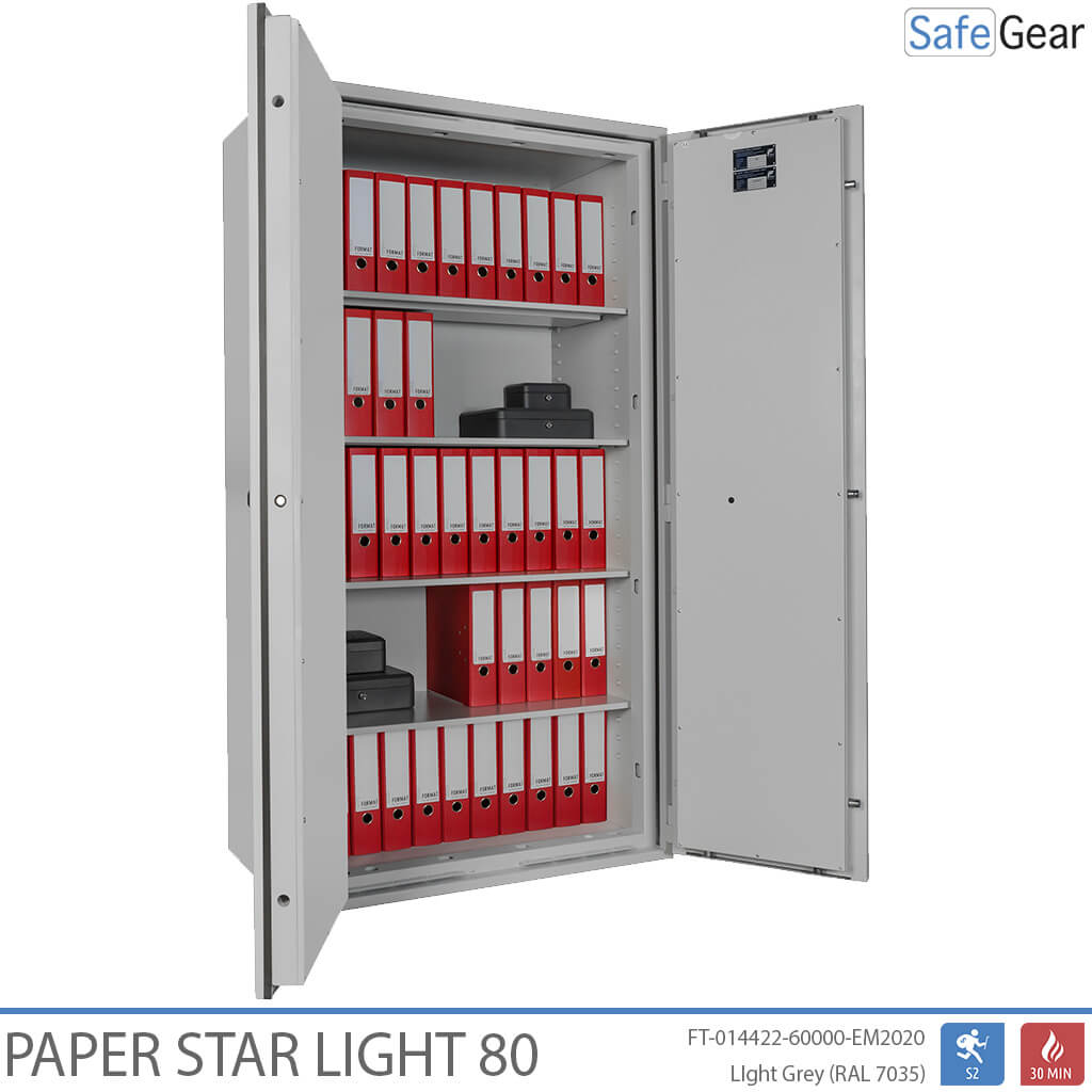 Paper Star Light 80 Cofre para Documentos - 55 Pastas - Teste de Roubo S2 / Teste de Fogo 30m