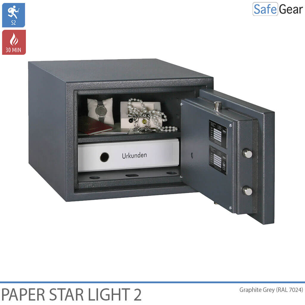 Paper Star Light 2 Fire Safe - 2 Binders - Burglary Test Grade S2 / Fire Test 30 min