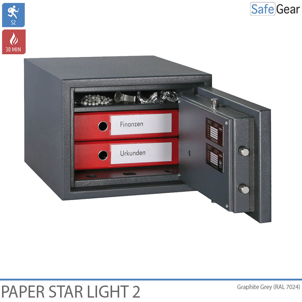 Paper Star Light 2 Cofre Ignífugo - 2 Pastas - Teste de Roubo Grau S2 / Teste de Fogo 30 min