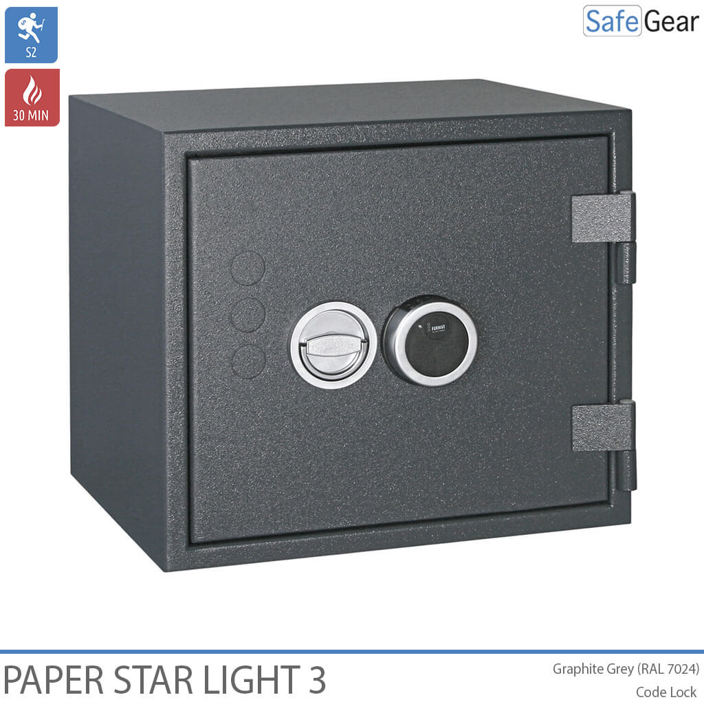 Paper Star Light 3 Cofre Ignífugo - 5 Pastas - Teste de Roubo Grau S2 / Teste de Fogo 30 min
