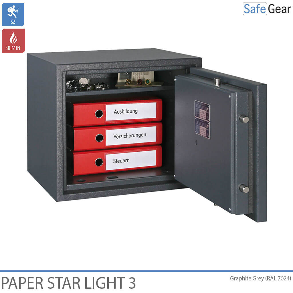 Paper Star Light 3 Fire Safe - 5 Binders - Burglary Test Grade S2 / Fire Test 30 min