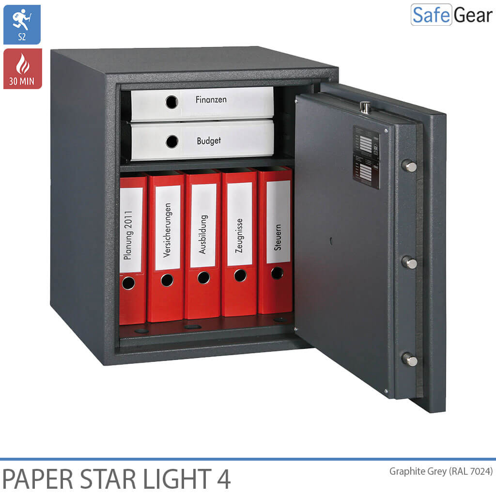 Paper Star Light 4 Cofre Ignífugo - 7 Pastas - Teste de Roubo Grau S2 / Teste de Fogo 30 min