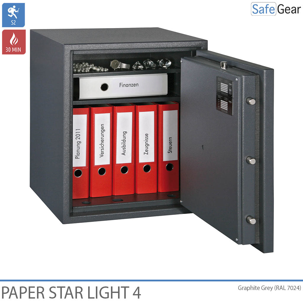 Paper Star Light 4 Cofre Ignífugo - 7 Pastas - Teste de Roubo Grau S2 / Teste de Fogo 30 min