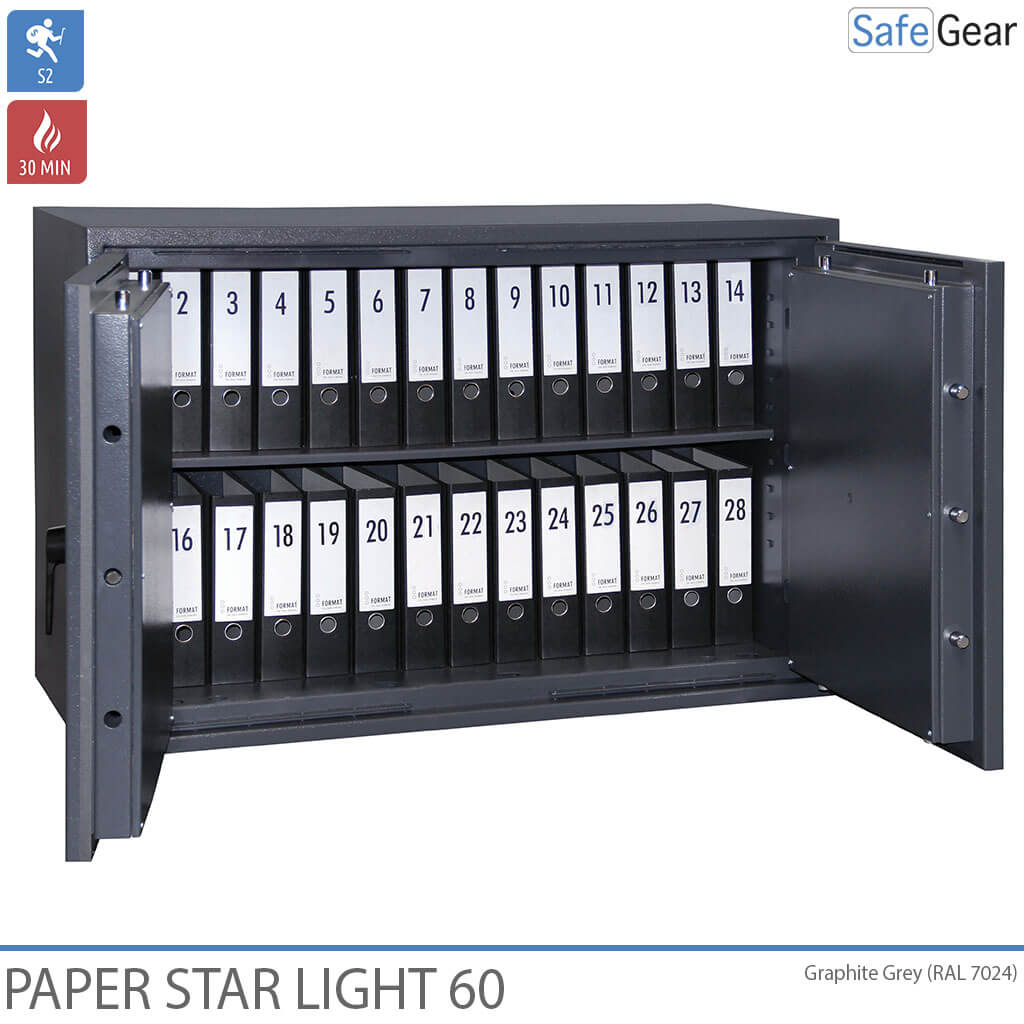 Paper Star Light 60 Cofre para Documentos - 28 Pastas - Teste de Roubo S2 / Teste de Fogo 30m