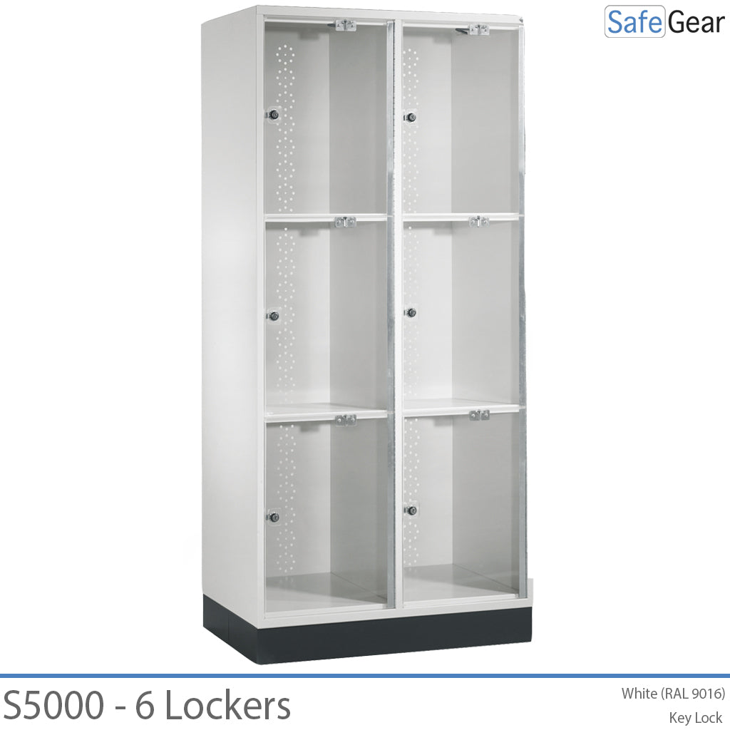 Armário para sacos da série 5000 - 6 compartimentos com porta transparente e fechadura eletrónica