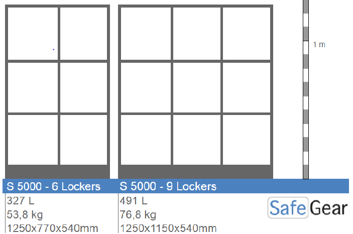 Armário para sacos da série 5000 - 6 compartimentos com porta transparente e fechadura eletrónica