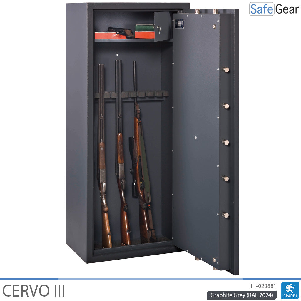 Cervo III - Armário para armas - (12 espingardas) - Teste de resistência a arrombamento Grau 1