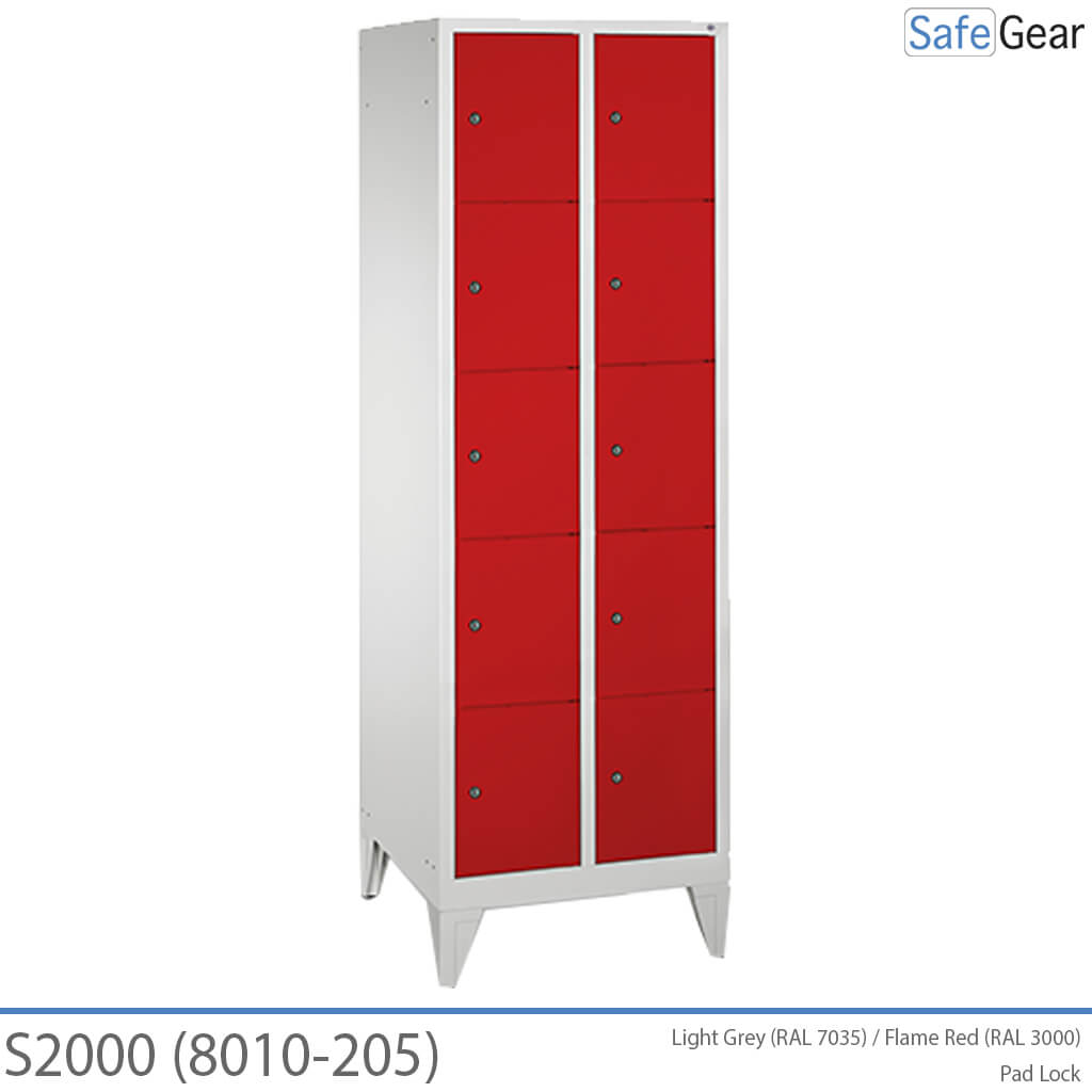 Armário de armazenamento S2000 com compartimentos 2x5 (8010-205) - cadeado