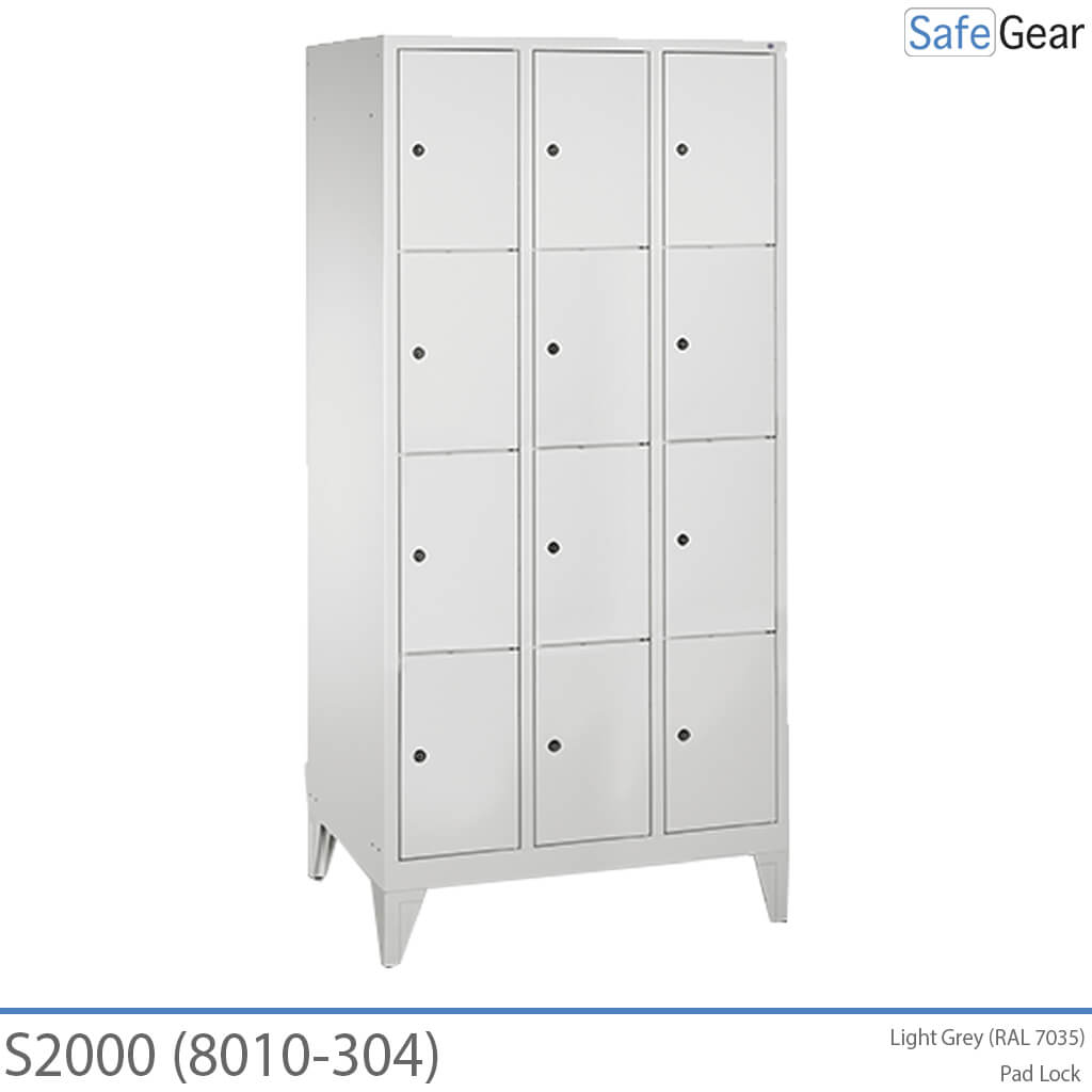 Armário de armazenamento S2000 com compartimentos 3x4 (8010-304) - cadeado