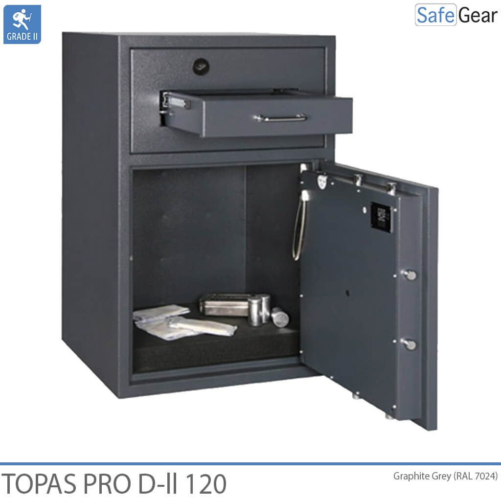 Topas Pro D-II 120 Cofre De Depósito (119 L) - Grau de teste contra arrombamento D-II - Fechadura De Código com 9 códigos de utilizador