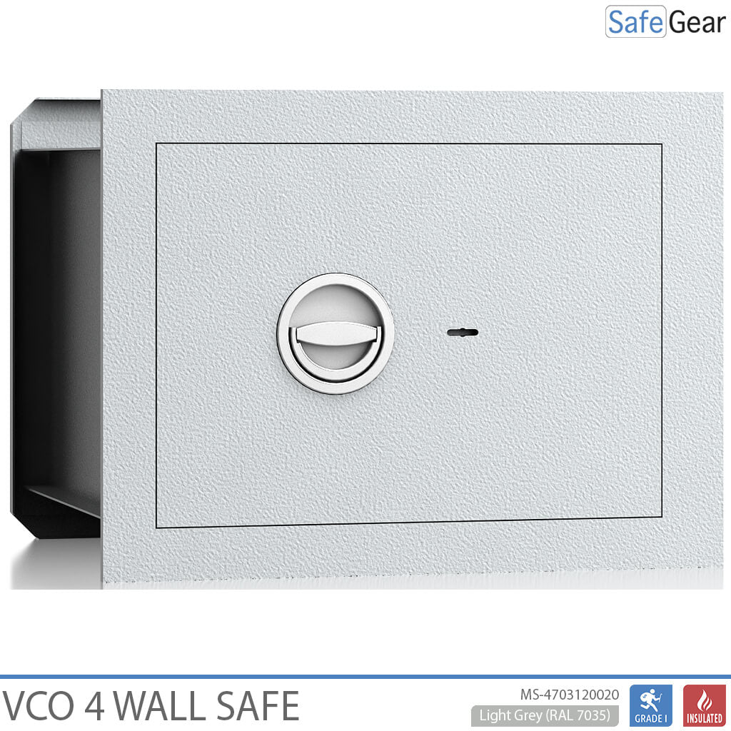 VCO 4 Wall Safe (32 L) - Burglary Test Grade 1 - Light Grey - Key Lock
