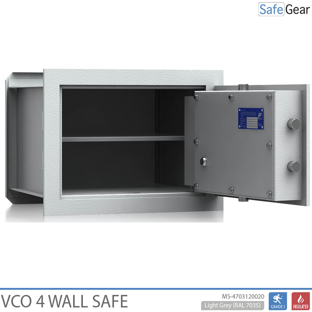 VCO 4 Wall Safe (32 L) - Burglary Test Grade 1 - Light Grey - Key Lock