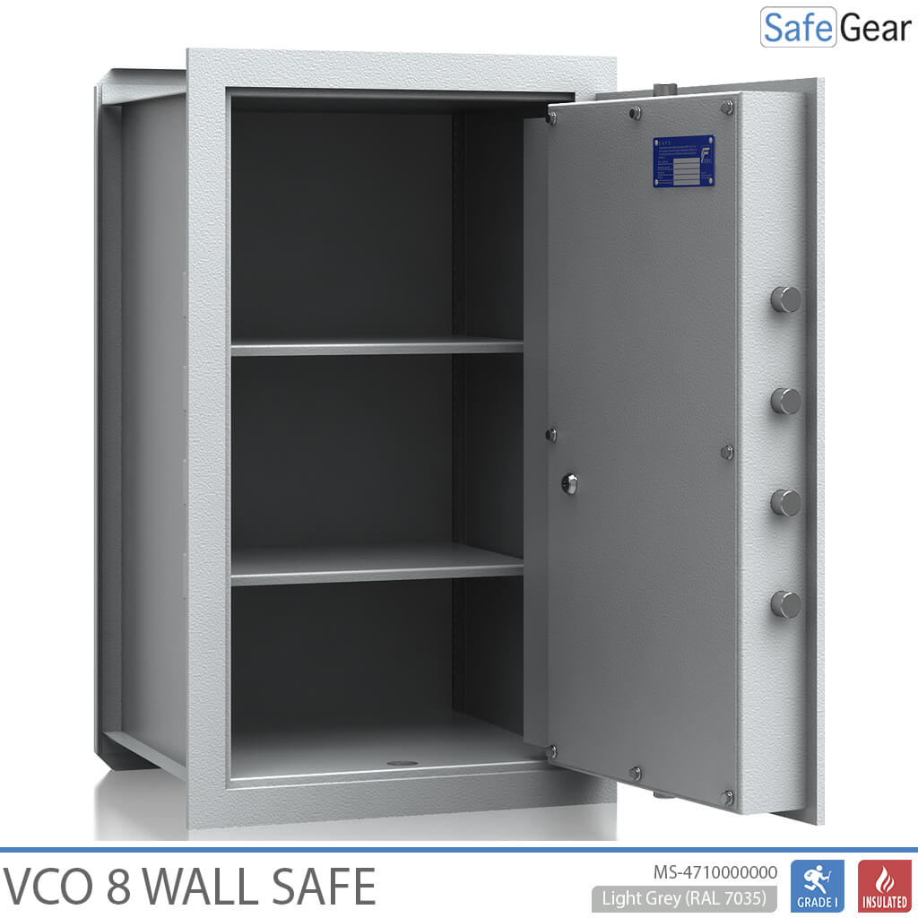 VCO 8 Cofre de parede (85 L) - Teste de arrombamento Grau 1 - Cinzento-claro - Fechadura com chave